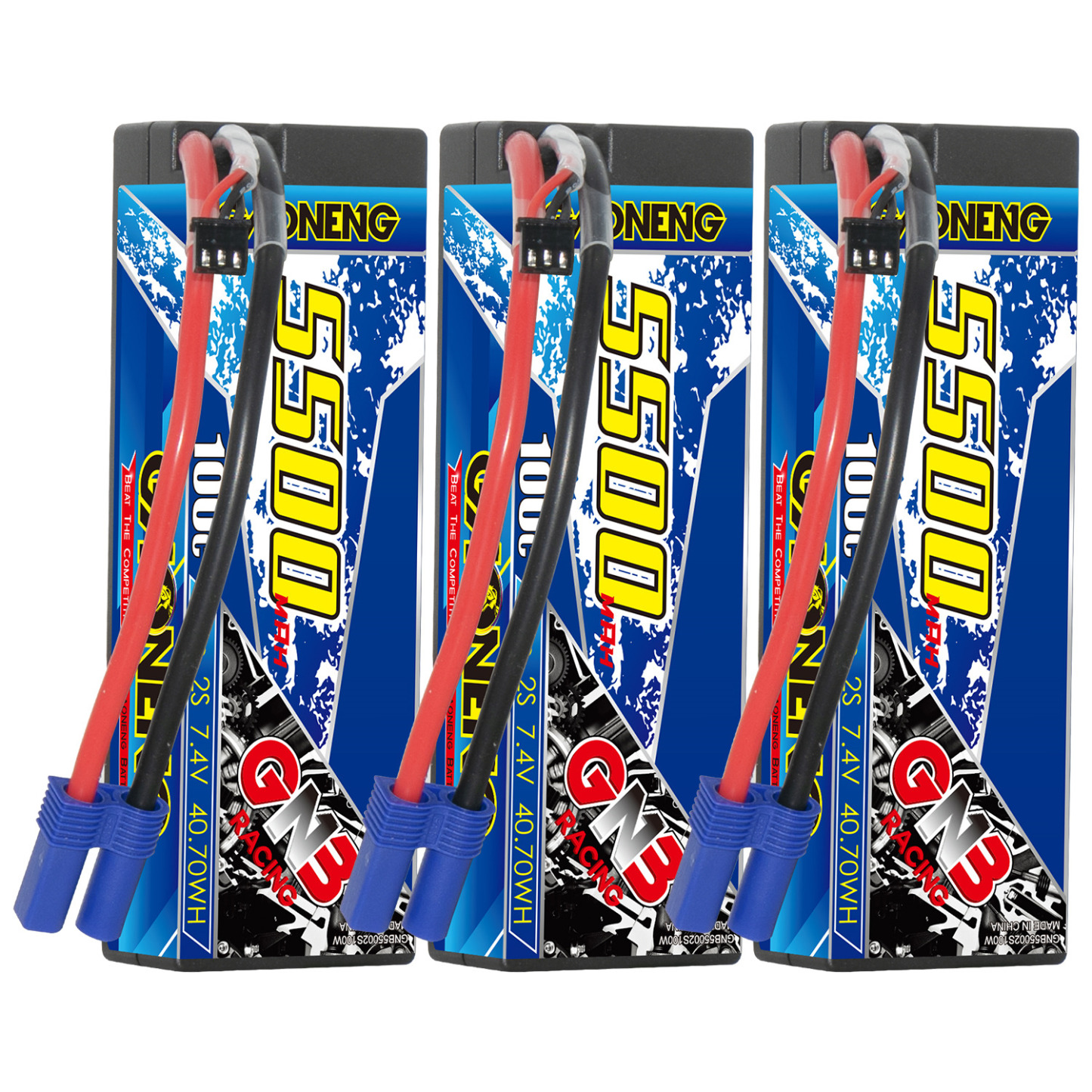 GAONENG GNB 2S 7.4V 5500mAh 100C Cabled Hard Case LiPo Battery EC5