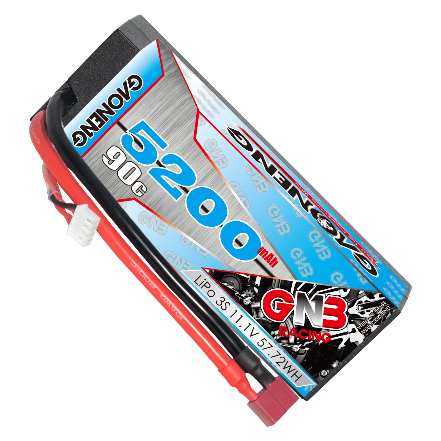 GAONENG GNB 3S 11.1V 5200mAh 90C Cabled Hard Case LiPo Battery T-PLUG
