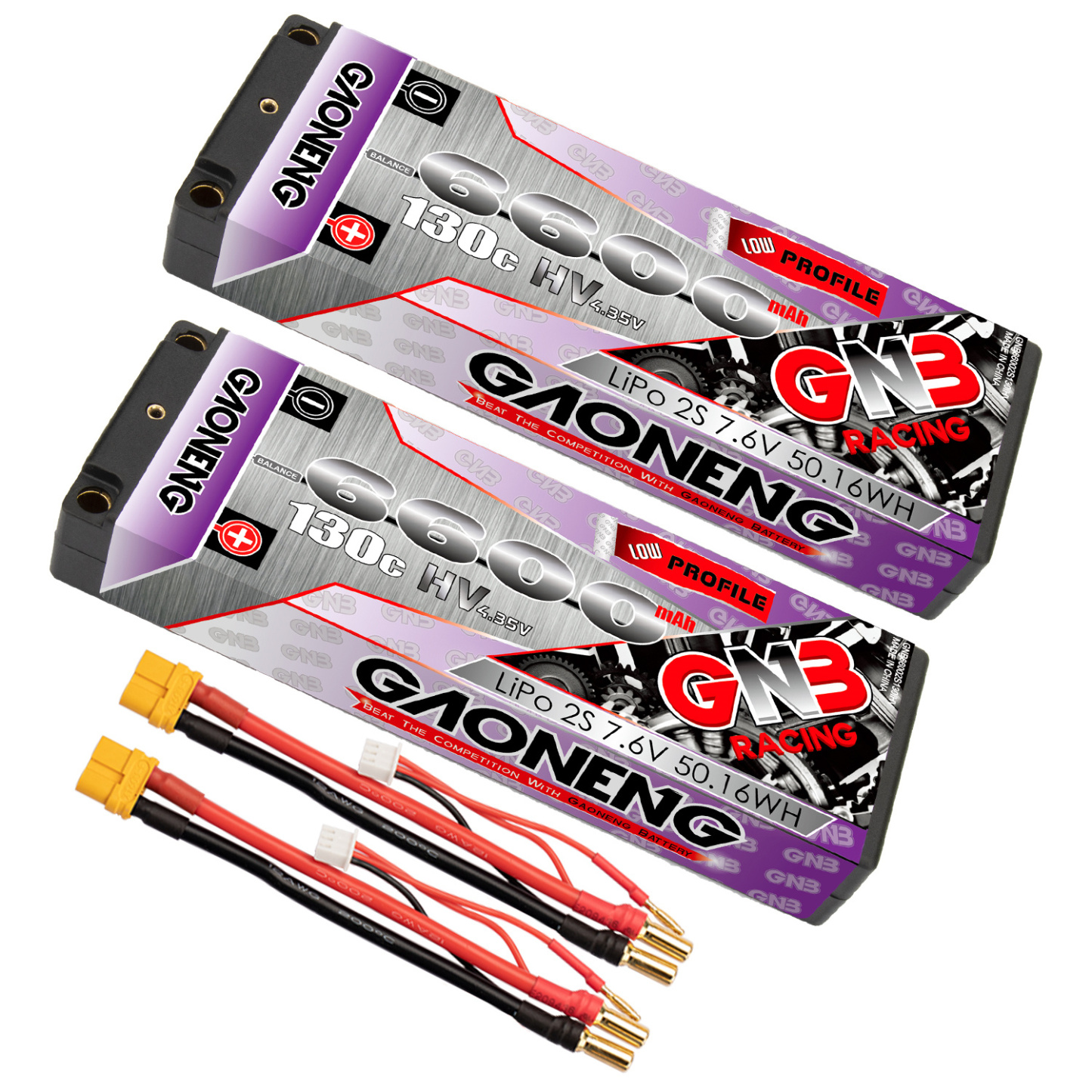 GAONENG GNB LiHV 2S 7.6V 6600mAh 130C Hard Case LCG LiPo Battery