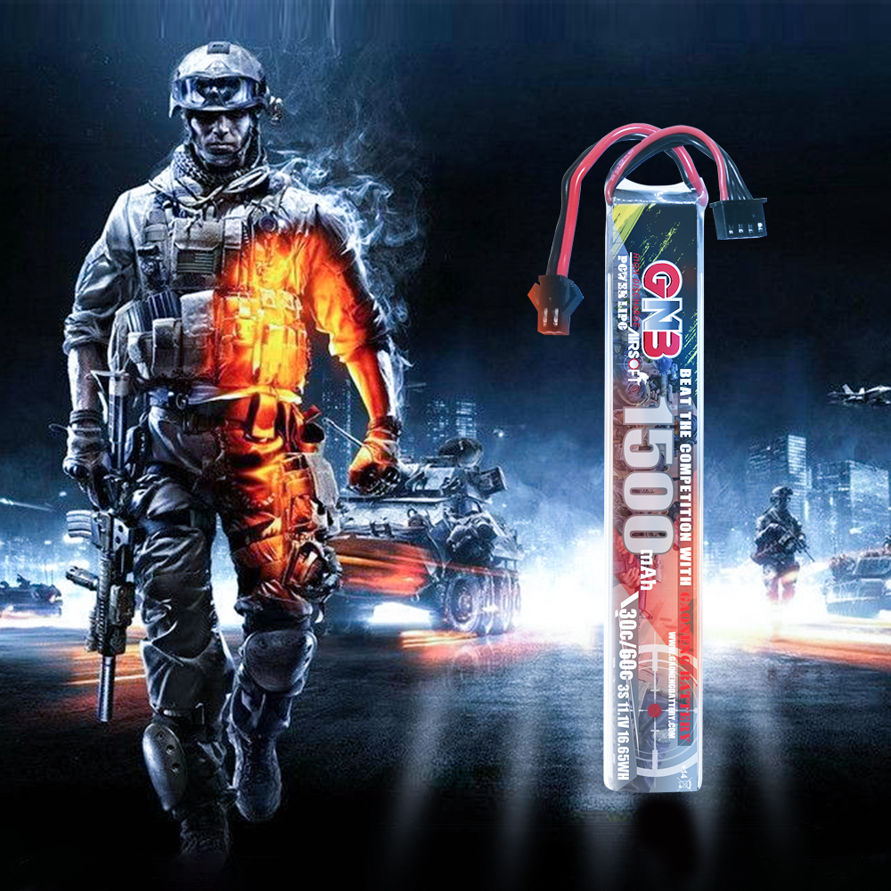 2PCS - GAONENG GNB 3S 11.1V 1500mAh 30C SM Plug LiPo Battery for AirSoft 