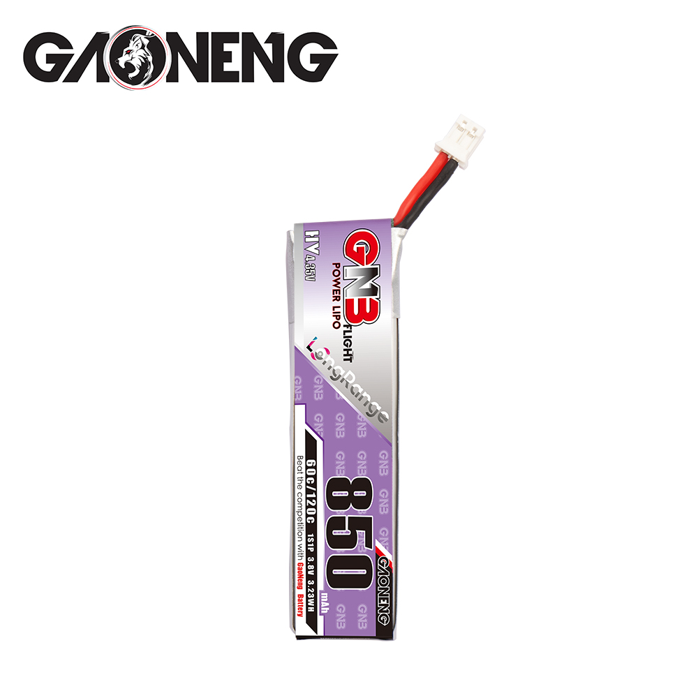 4PCS - GAONENG GNB LiHV 1S 3.8V 850mAh 60C PH2.0 Cabled LiPo Battery