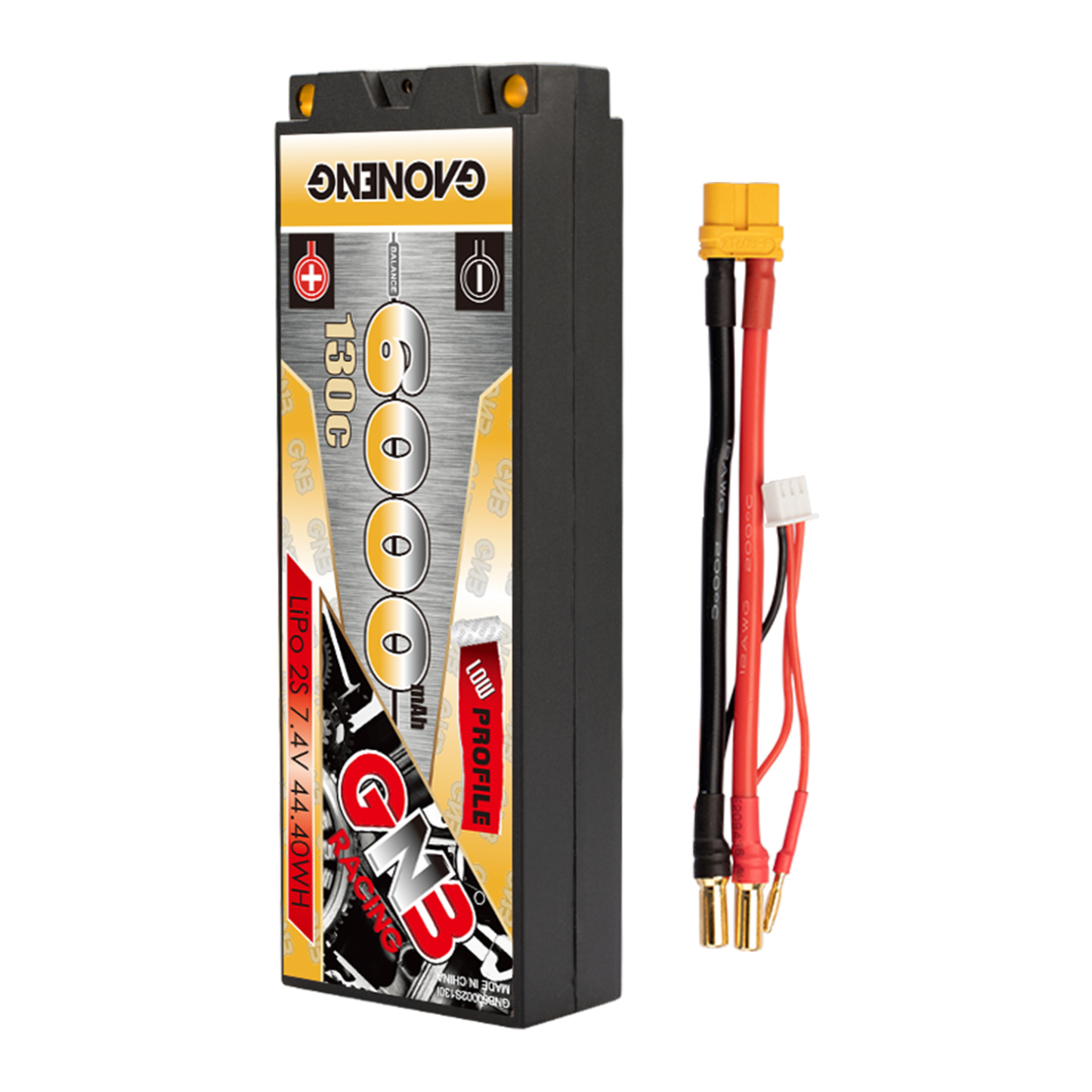 1PCS - GAONENG GNB 2S 7.4V 6000mAh 130C Hard Case LCG LiPo Battery XT60