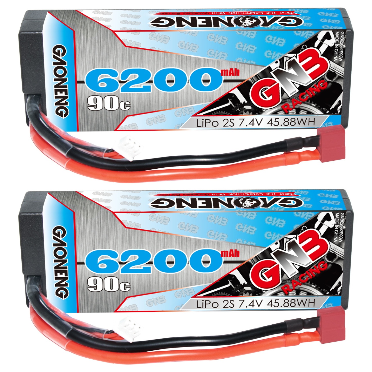 GAONENG GNB 2S 7.4V 5200mAh 90C Cabled Hard Case LiPo Battery T-Plug