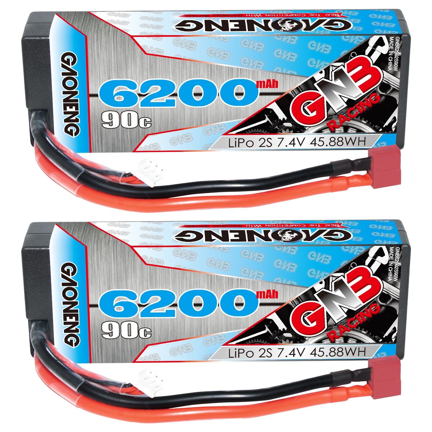 GAONENG GNB 2S 7.4V 5200mAh 90C Cabled Hard Case LiPo Battery T-Plug