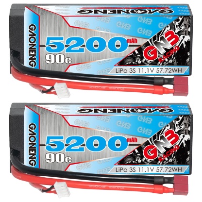 GAONENG GNB 3S 11.1V 5200mAh 90C Cabled Hard Case LiPo Battery T-PLUG
