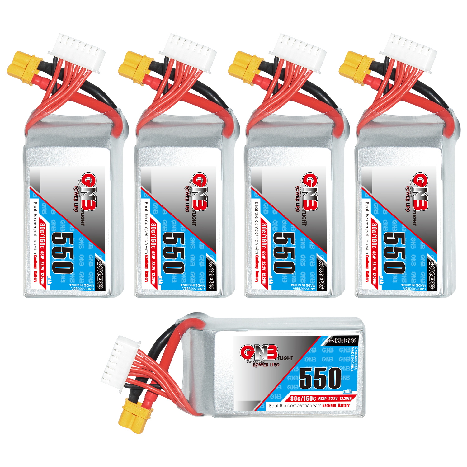 GAONENG GNB 6S 22.2V 550mAh 80C XT30 LiPo Battery