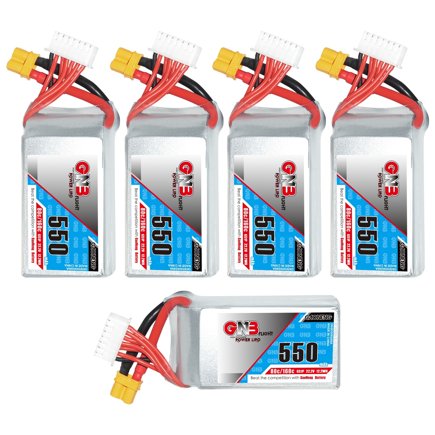 GAONENG GNB 6S 22.2V 550mAh 80C XT30 LiPo Battery