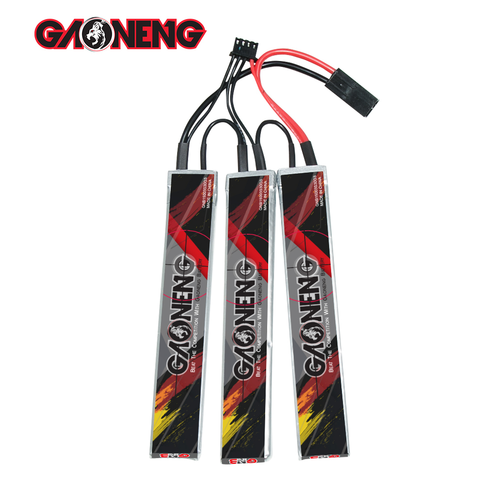 2PCS - GAONENG GNB 3S 11.1V 1500mAh 30C Mini Tamiya Plug 3cells LiPo Battery for AirSoft