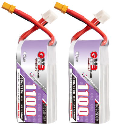 2PCS - GAONENG GNB LiHV 3S 11.4V 1100mAh 60C XT30 LiPo Battery LongRange
