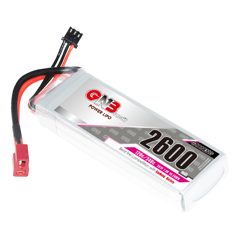 2PCS - GAONENG GNB 2S 7.4V 2600mAh 120C LiPo Battery T-Plug