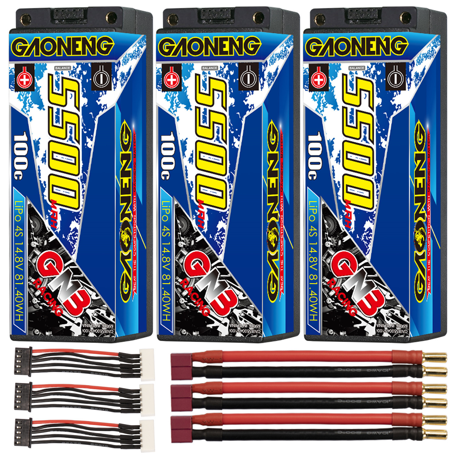 GAONENG GNB 4S 14.8V 5500mAh 100C 5mm Bullet Hard Case LiPo Battery