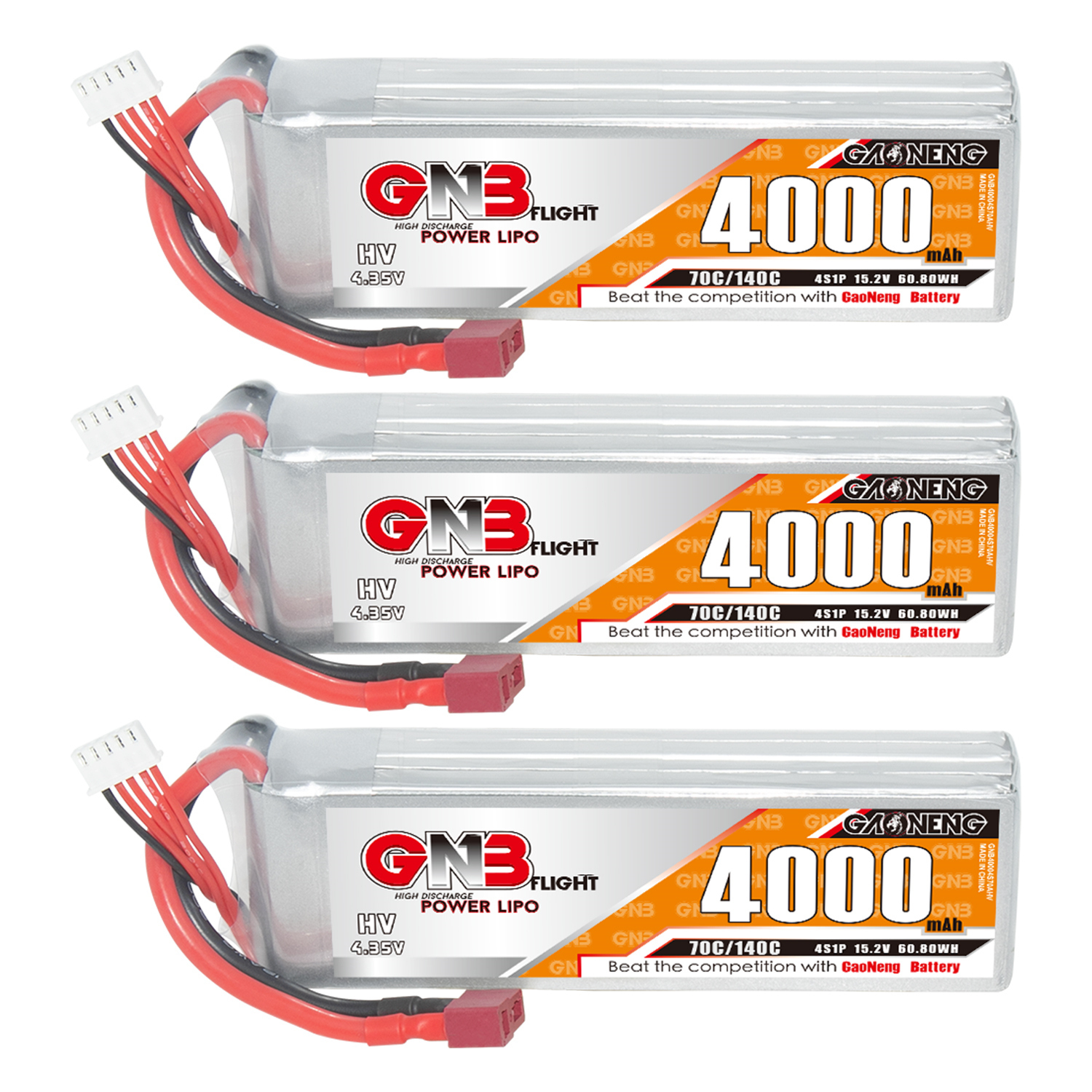 GAONENG GNB LiHV 4S 15.2V 4000mAh 70C LiPo Battery T-PLUG