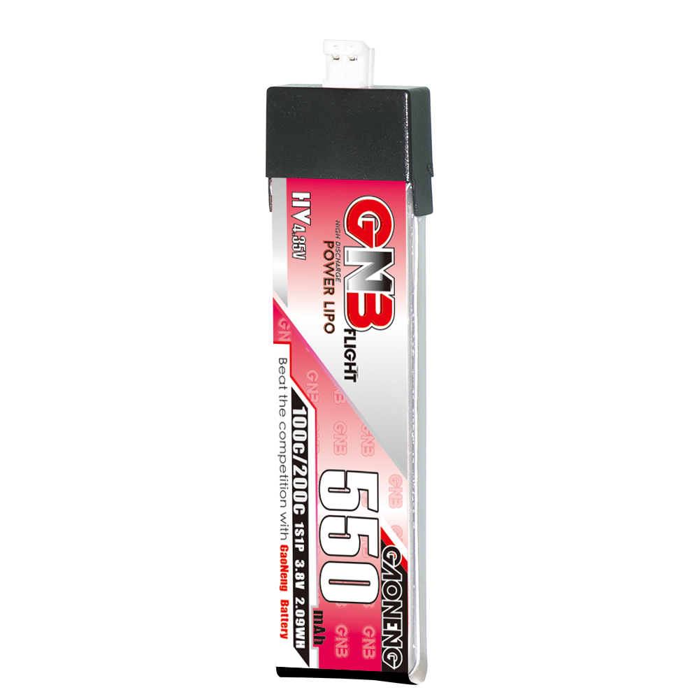 4PCS - GAONENG GNB LiHV 1S 3.8V 550mAh 100C PH2.0 Plastic Head LiPo Battery