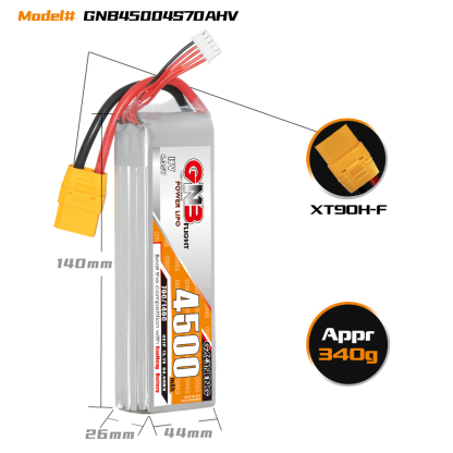 1PC - GAONENG GNB LiHV 4S 15.2V 4500mAh 70C LiPo Battery XT90