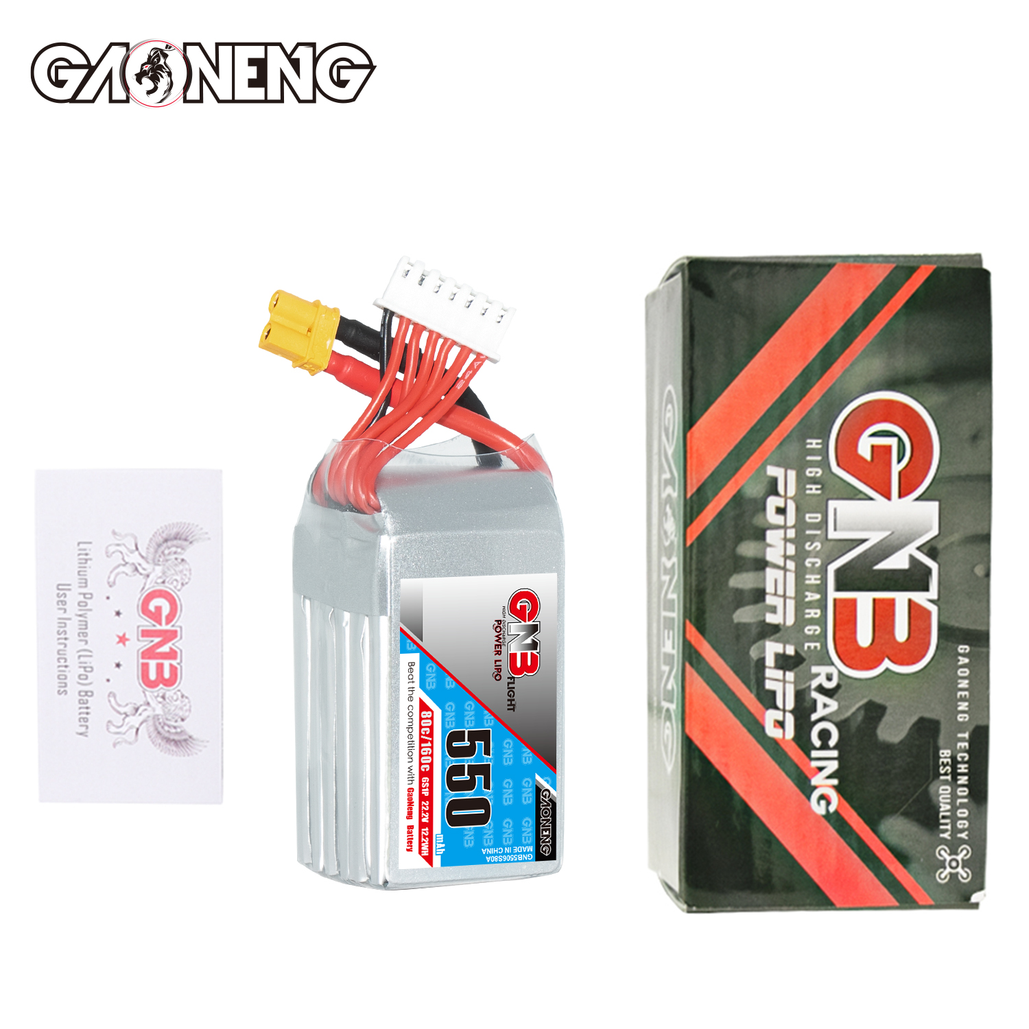 GAONENG GNB 6S 22.2V 550mAh 80C XT30 LiPo Battery FPV Drone