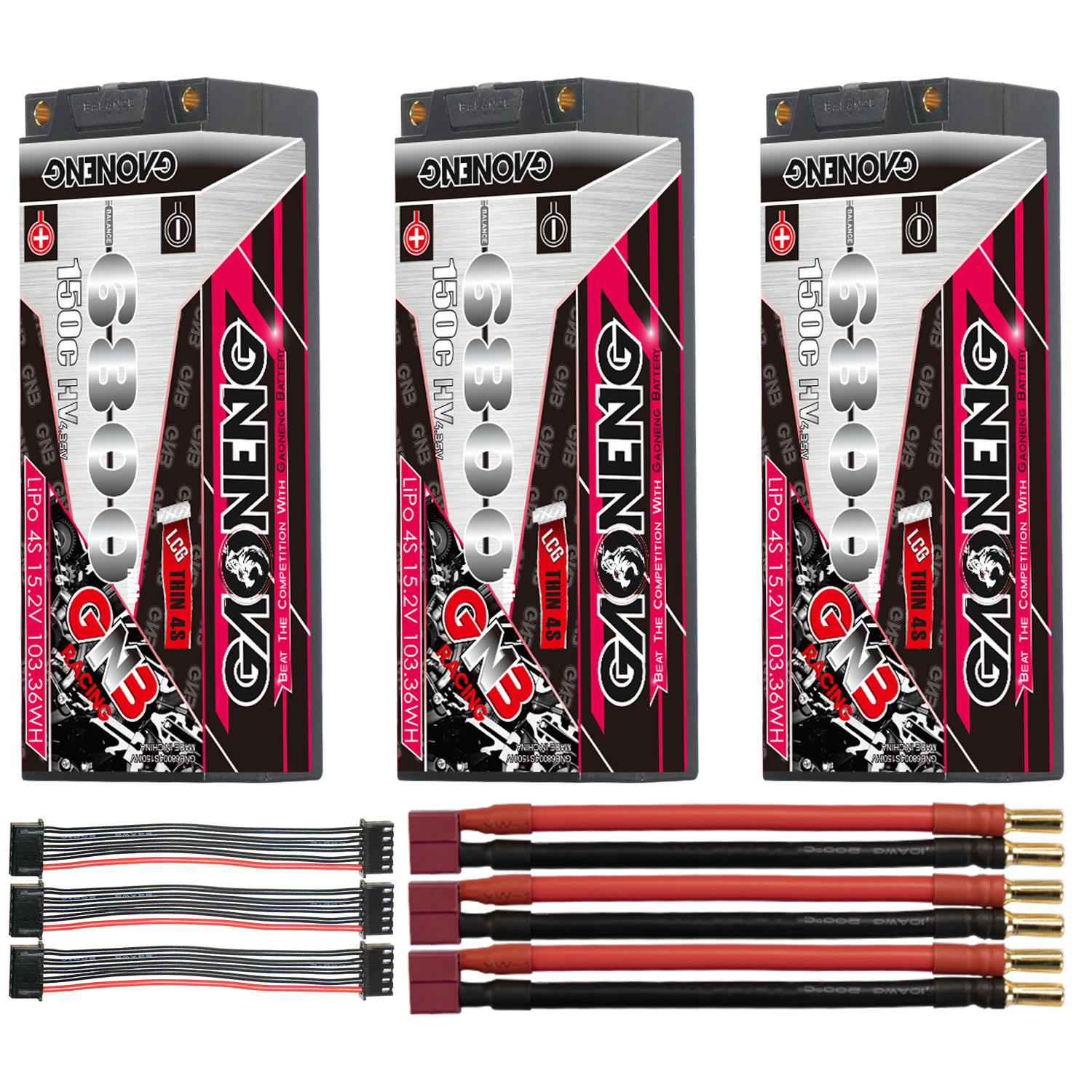 GAONENG GNB LiHV 4S 15.2V 6800mAh 150C 5mm Bullet LCG Thin 4S Hard Case LiPo Battery