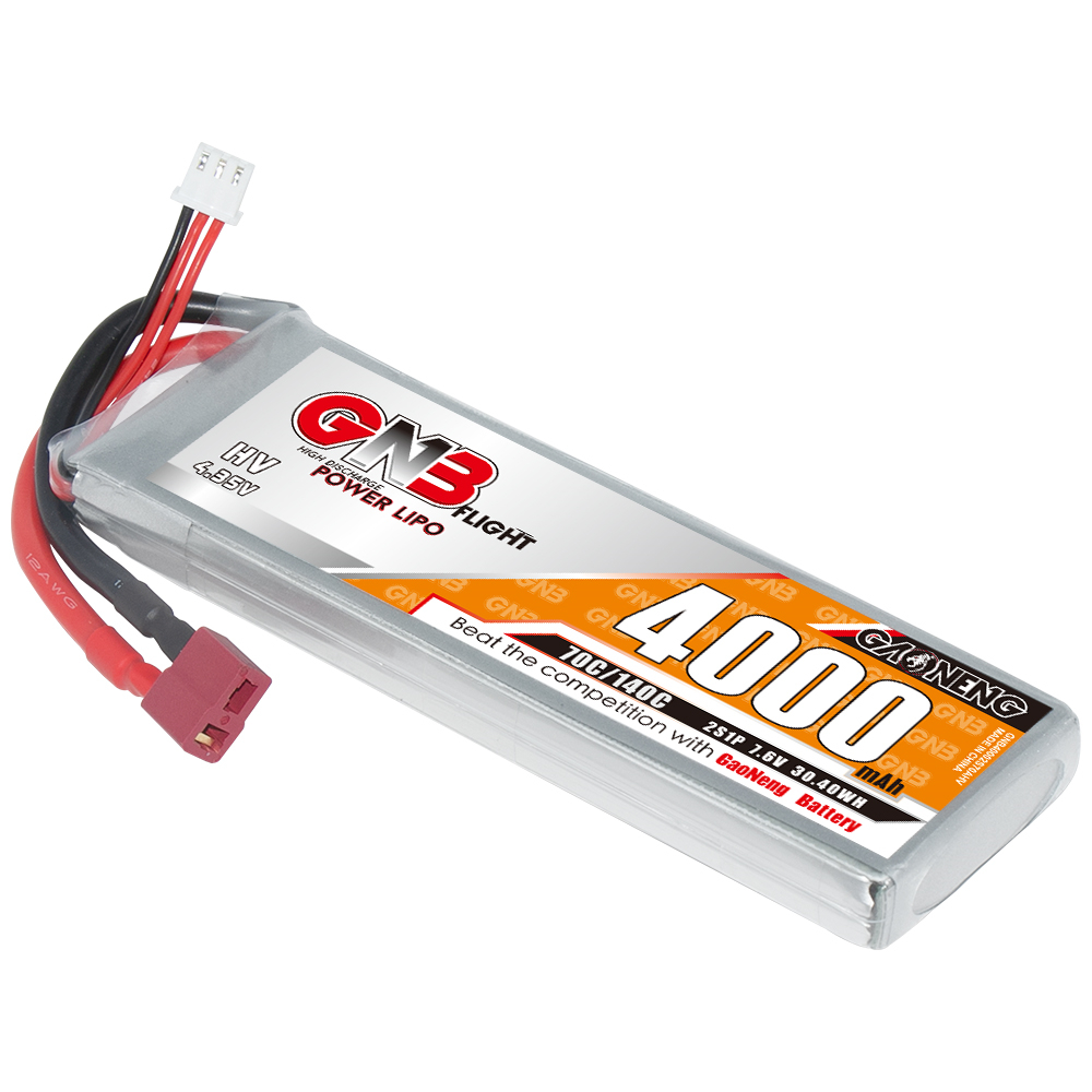 GAONENG GNB LiHV 2S 7.6V 4000mAh 70C LiPo Battery T-PLUG