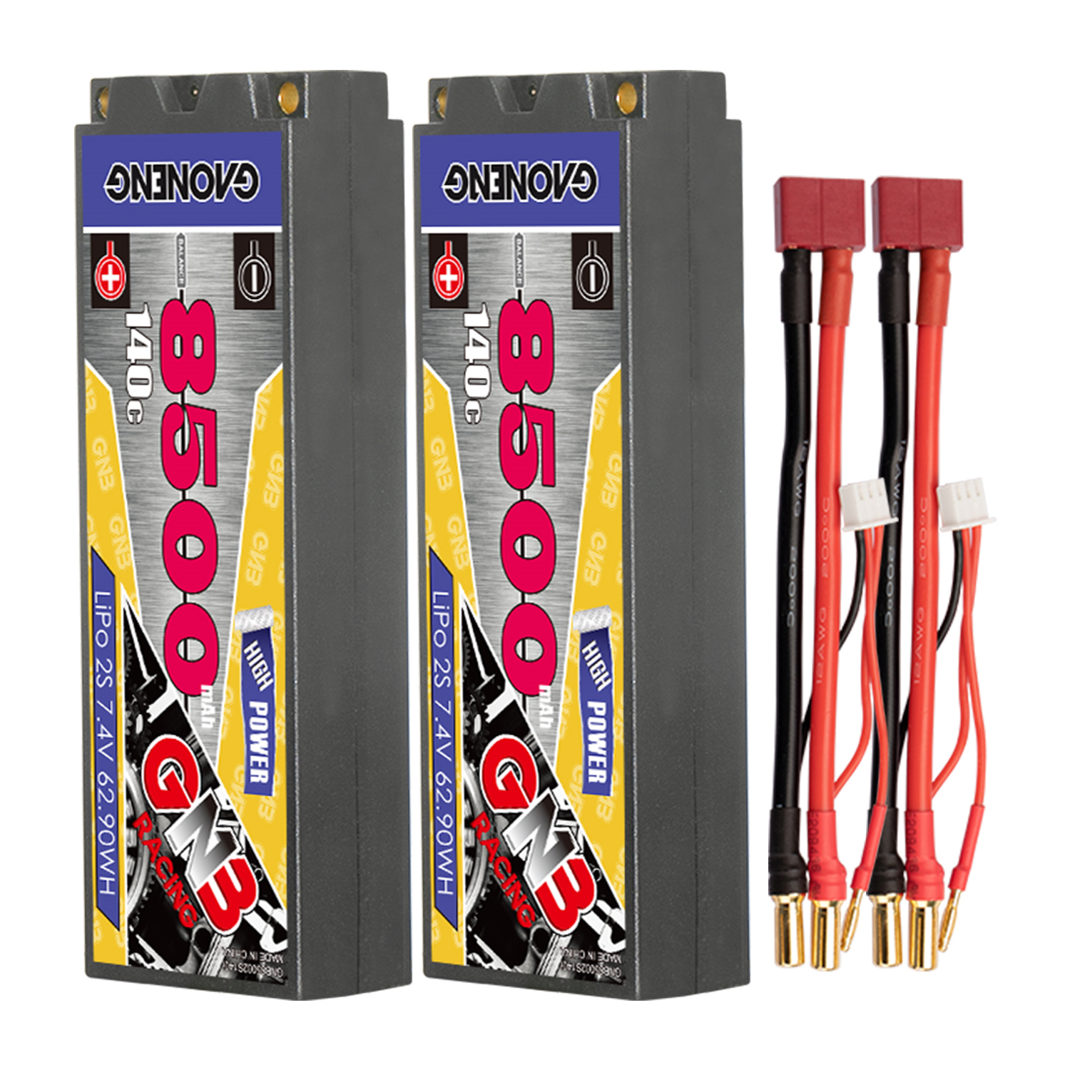 GAONENG GNB 2S 7.4V 8500mAh 140C 5mm Bullet Hard Case LiPo Battery