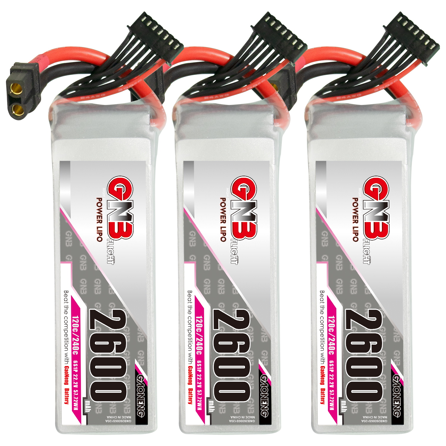 GAONENG GNB 6S 22.2V 2600mAh 120C XT60 LiPo Battery
