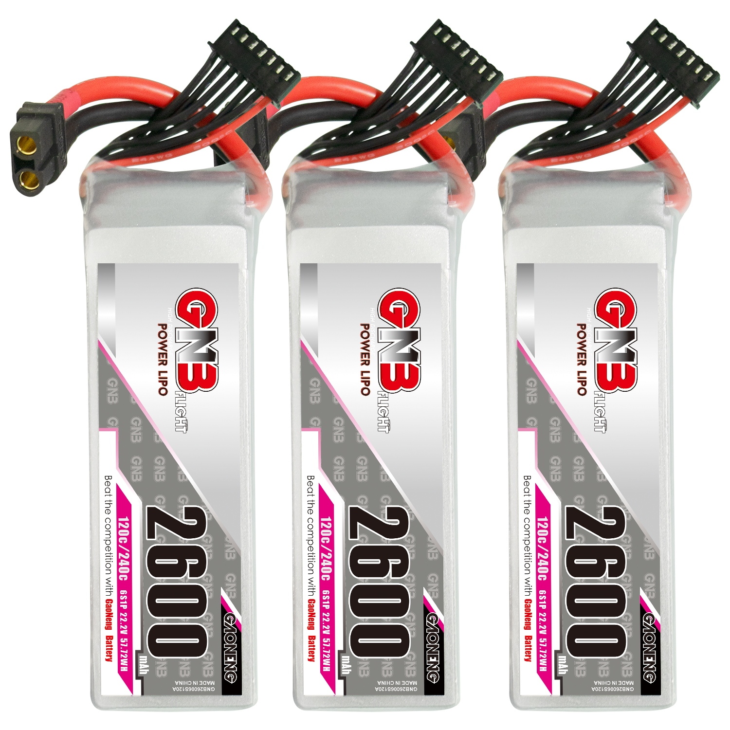GAONENG GNB 6S 22.2V 2600mAh 120C XT60 LiPo Battery