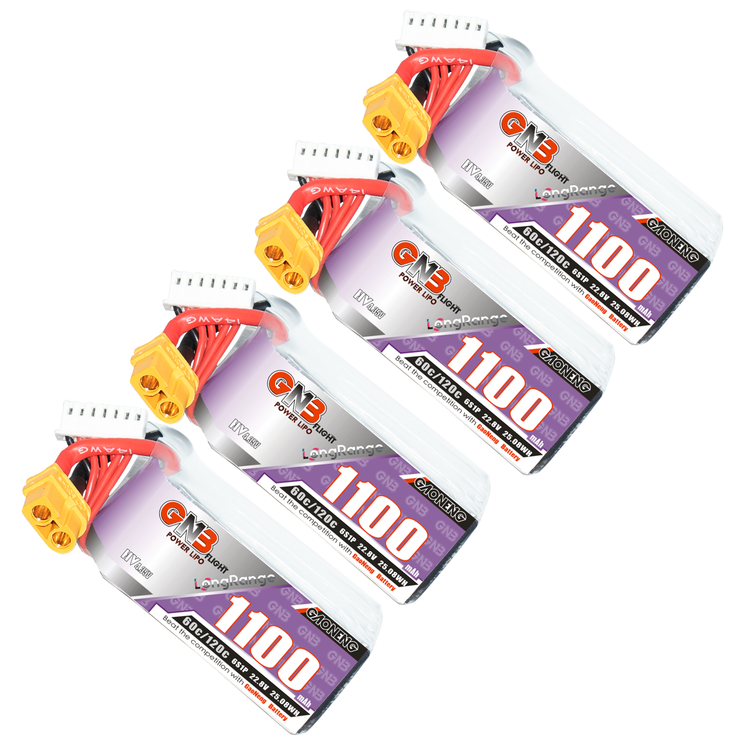 GAONENG GNB LiHV 6S 22.8V 1100mAh 60C XT30 LiPo Battery LongRange