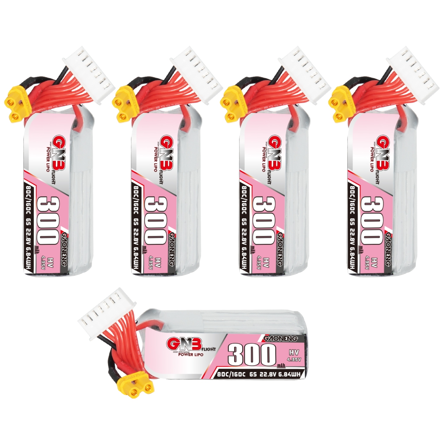 GAONENG GNB LiHV 6S 22.8V 300mAh 80C XT30 LiPo Battery