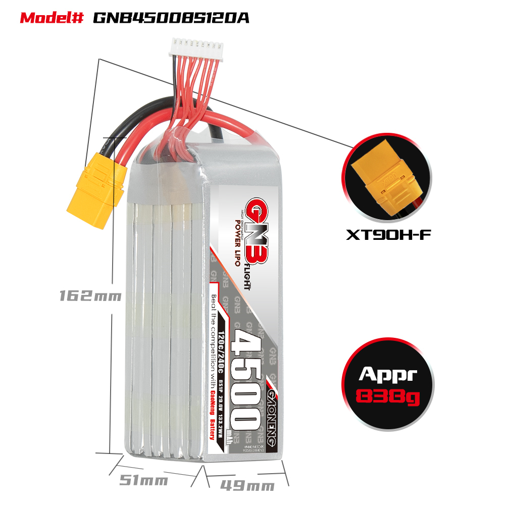 GAONENG GNB 8S 29.6V 4500mAh 120C LiPo Battery XT90
