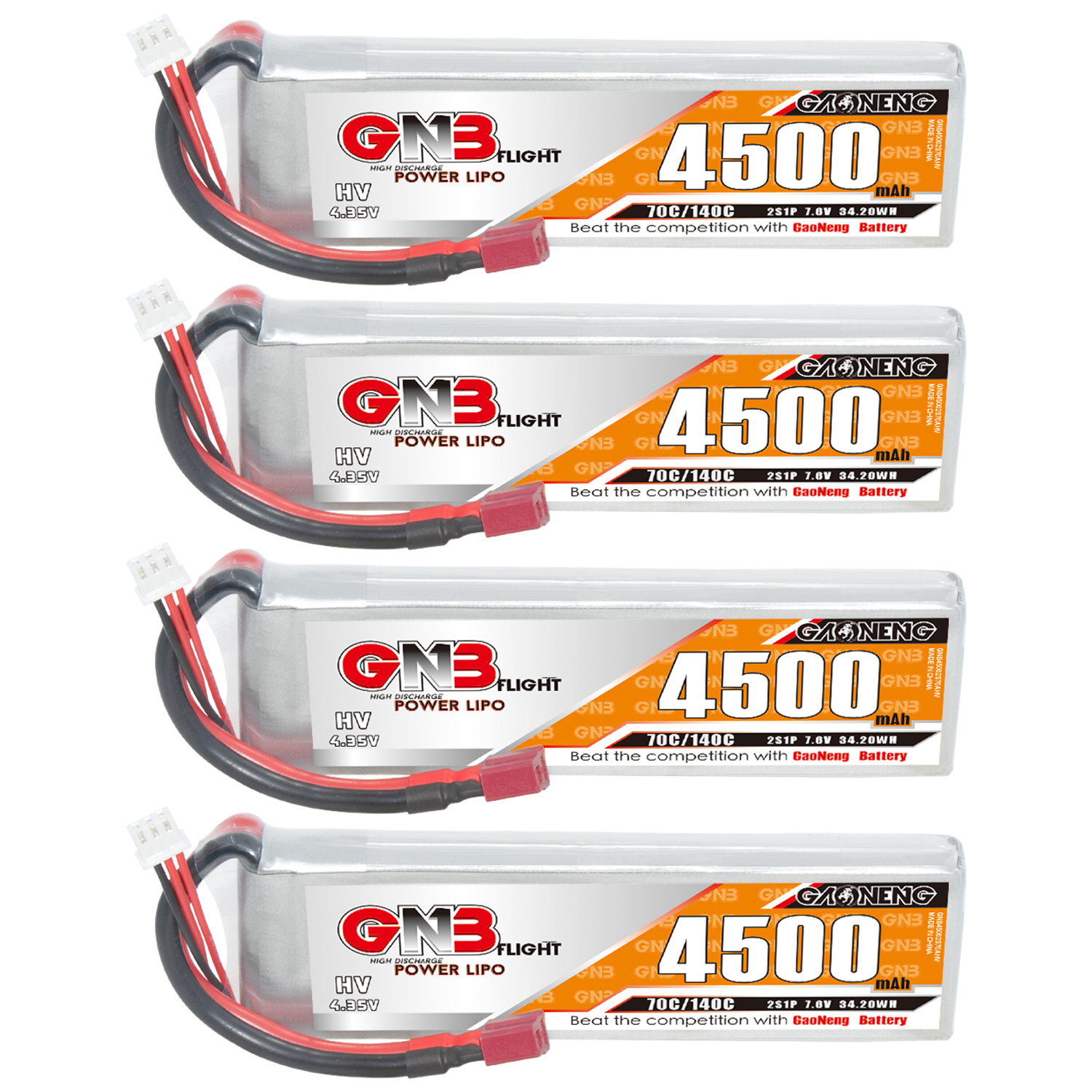 GAONENG GNB LiHV 2S 7.6V 4500mAh 70C LiPo Battery T-PLUG