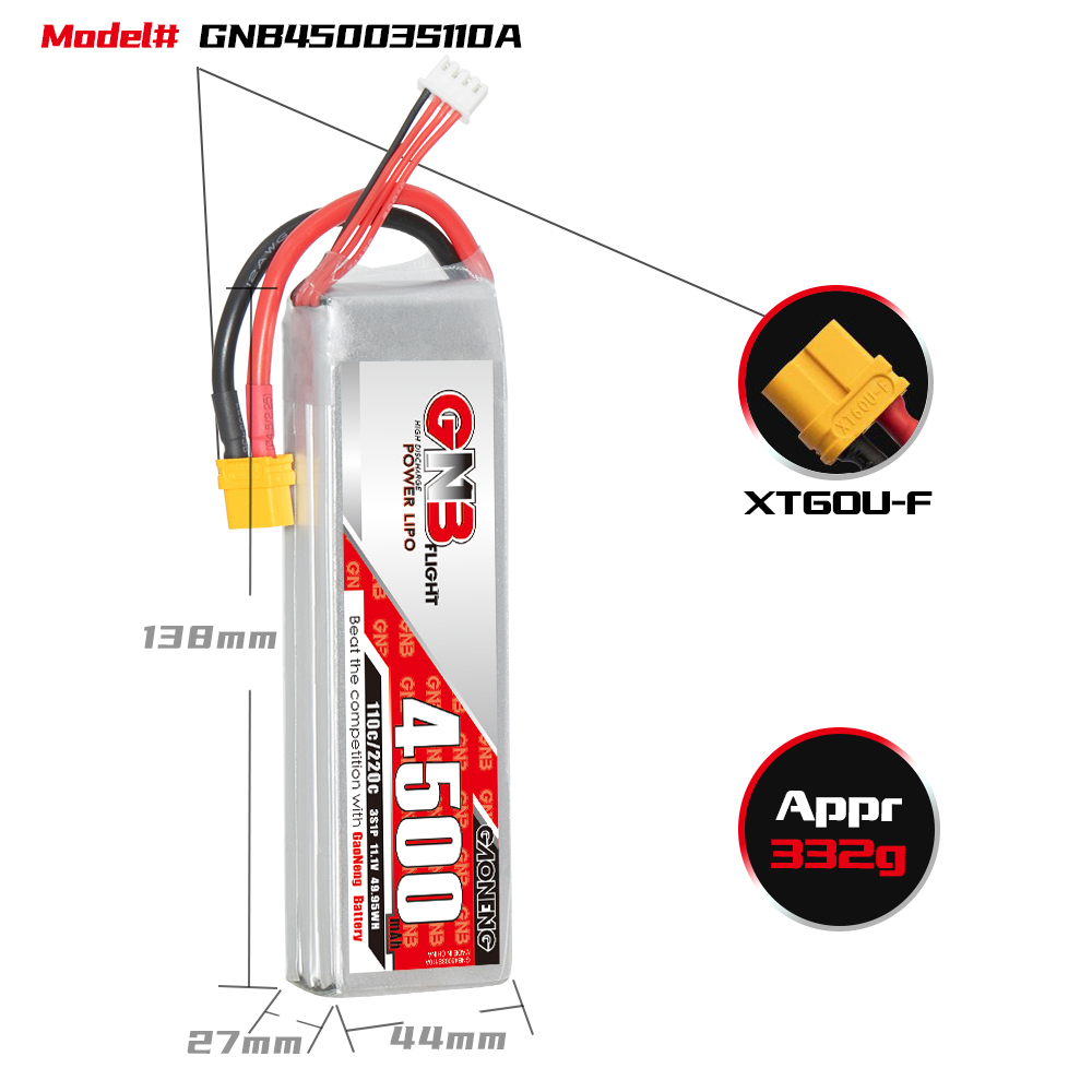 GAONENG GNB 3S 11.1V 4500mAh 110C LiPo Battery XT60