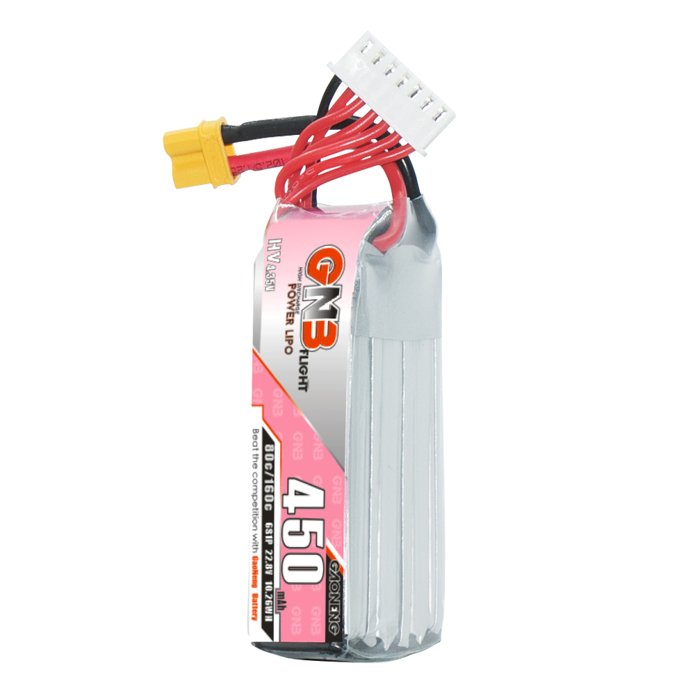 GAONENG GNB LiHV 6S 22.8V 450mAh 80C XT30 LiPo Battery Long Type