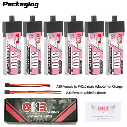 GAONENG GNB LiHV 1S 3.8V 300mAh 80C A30 Plastic Head LiPo Battery
