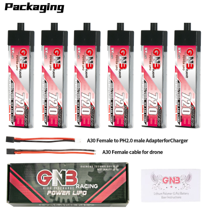 GAONENG GNB LiHV 1S 3.8V 720mAh 100C A30 Plastic Head LiPo Battery