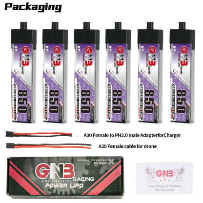 GAONENG GNB LiHV 1S 3.8V 850mAh 60C A30 Plastic Head LiPo Battery Long Range