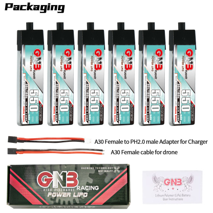 GAONENG GNB 1S 3.7V 550mAh 90C A30 Plastic Head LiPo Battery