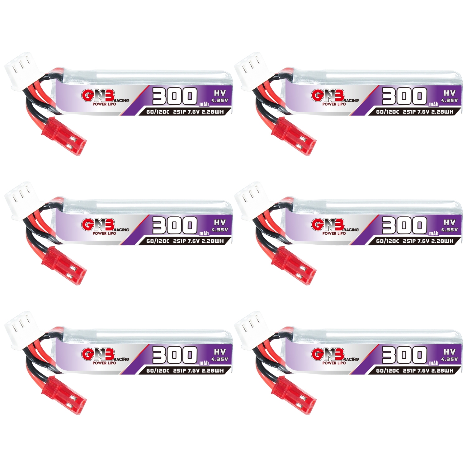 GAONENG GNB LiHV 2S 7.6V 300mAh 60C JST LiPo Battery