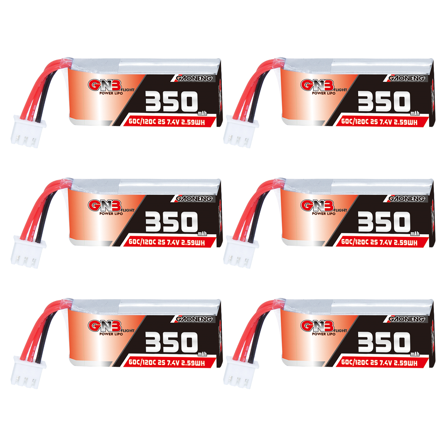 GAONENG GNB 2S 7.4V 350mAh 60C LiPo Battery XH2.54 3Pin Connector