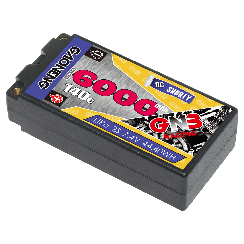 GAONENG GNB 2S 7.4V 6000mAh 140C Shorty 5mm Bullet Hard Case LiPo Battery