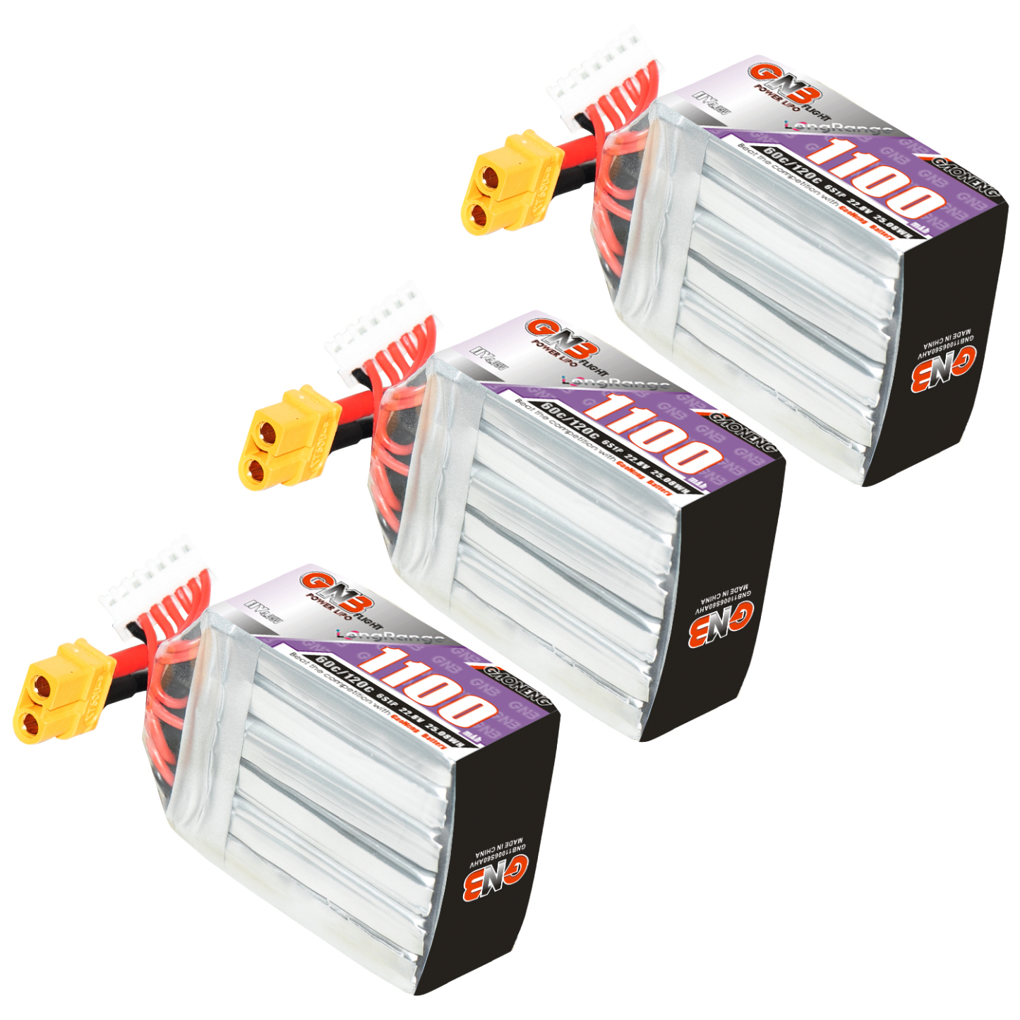 GAONENG GNB LiHV 6S 22.8V 1100mAh 60C XT30 LiPo Battery LongRange