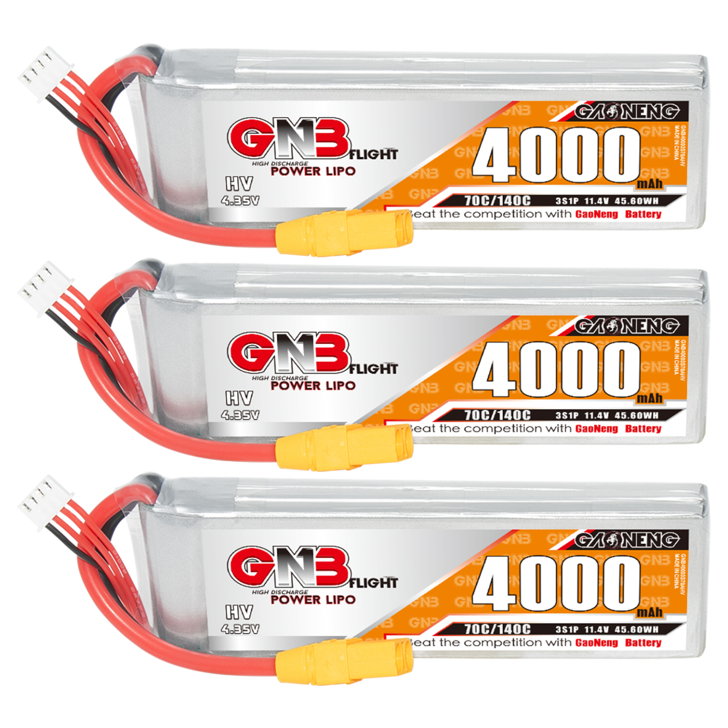 GAONENG GNB LiHV 3S 11.4V 4000mAh 70C LiPo Battery XT90
