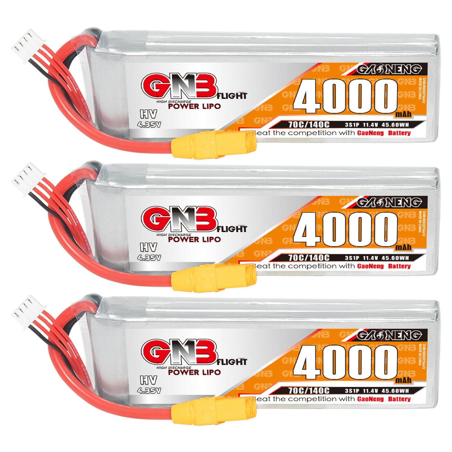 GAONENG GNB LiHV 3S 11.4V 4000mAh 70C LiPo Battery XT90