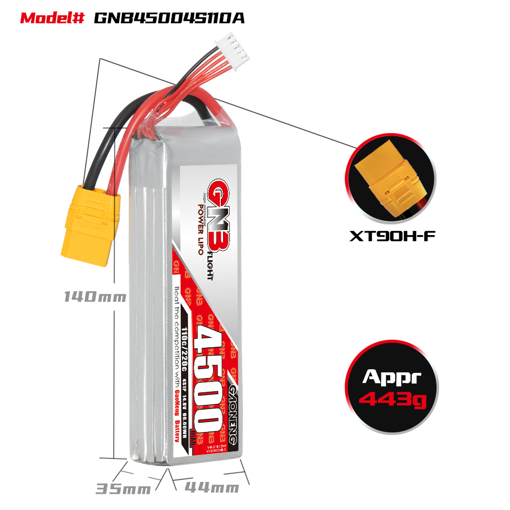 GAONENG GNB 4S 14.8V 4500mAh 110C LiPo Battery XT90