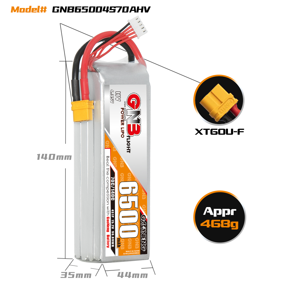 GAONENG GNB HV 4S 15.2V 6500mAh 70C XT60 LiPo Battery