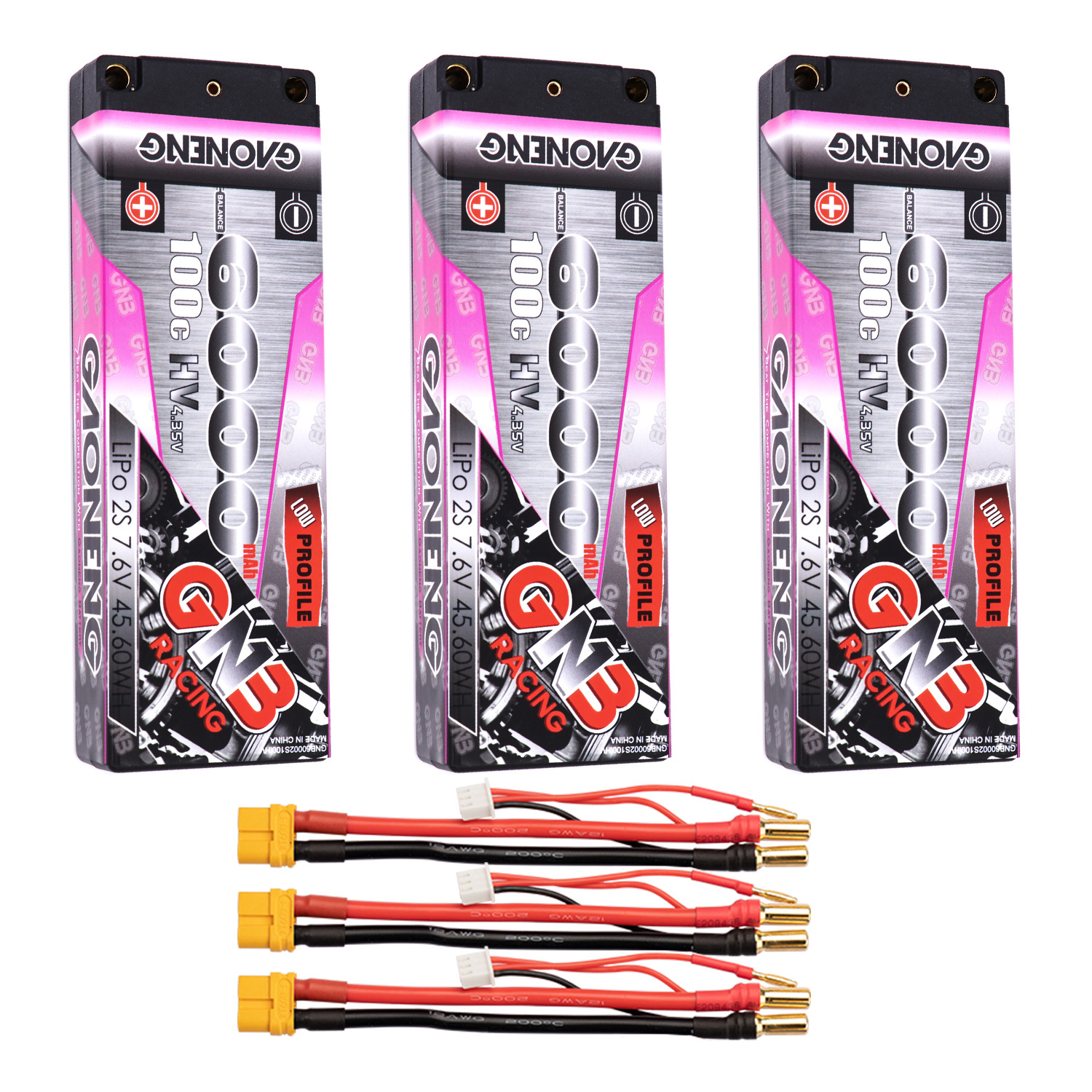 GAONENG GNB LiHV 2S 7.6V 6000mAh 100C 5mm Bullet Hard Case LCG LiPo Battery