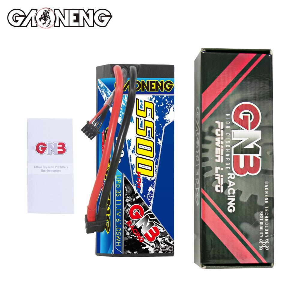 1PC - GAONENG GNB 3S 11.1V 5500mAh 100C Cabled Hard Case LiPo Battery XT60
