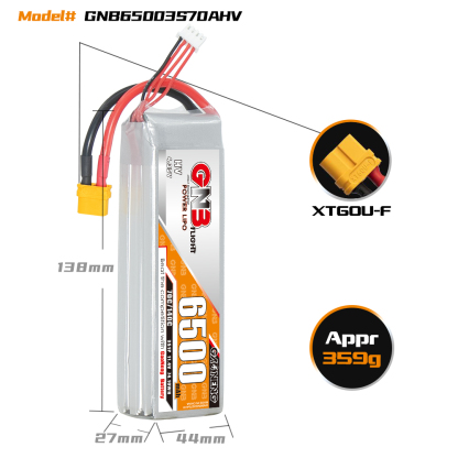 GAONENG GNB HV 3S 11.4V 6500mAh 70C LiPo Battery XT60