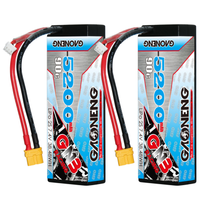 GAONENG GNB 2S 7.4V 5200mAh 90C Cabled Hard Case LiPo Battery XT60