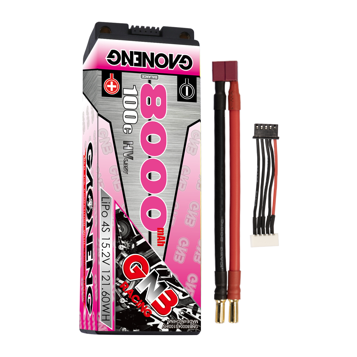 GAONENG GNB LiHV 4S 15.2V 8000mAh 100C 5mm Bullet Hard Case LiPo Battery