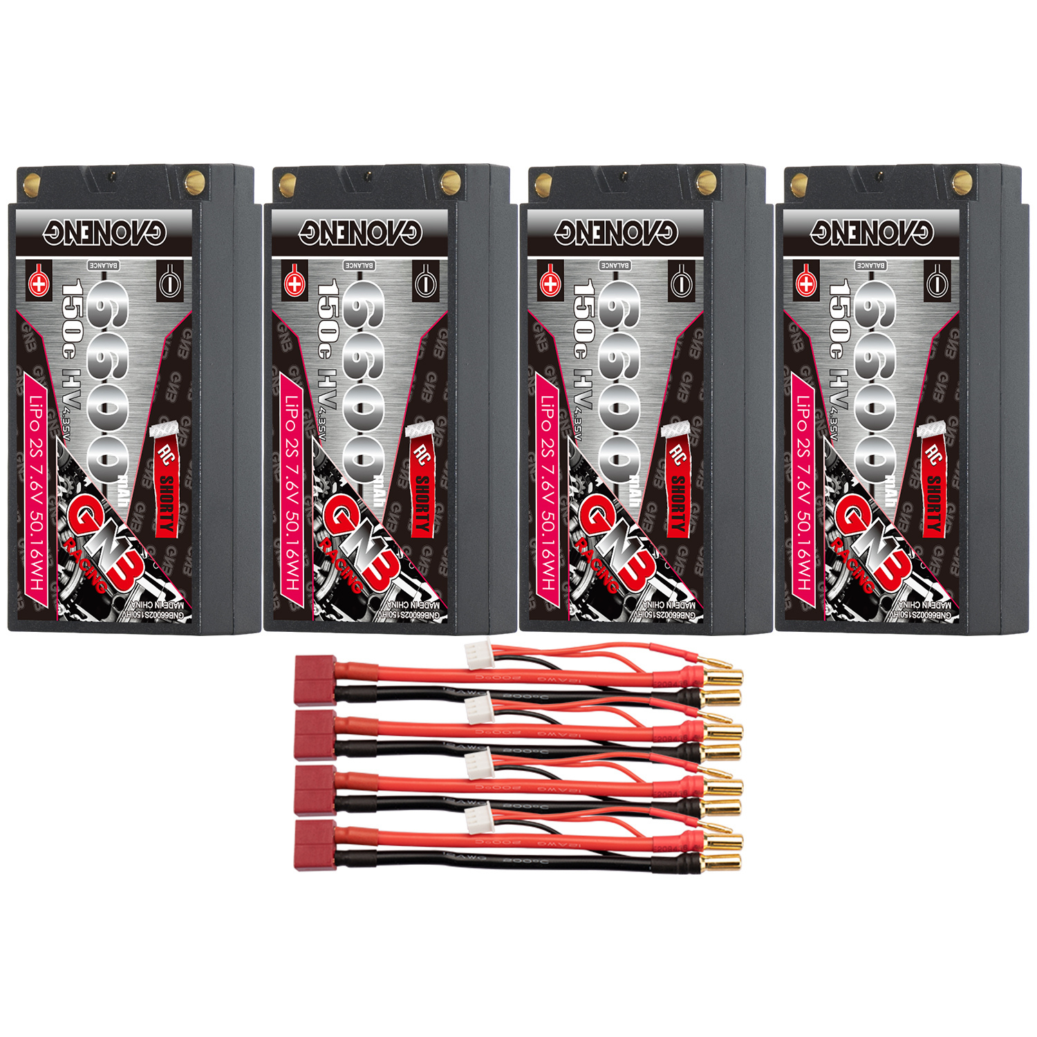 GAONENG GNB LiHV 2S 7.6V 6600mAh 150C Shorty Pack 5mm Bullet Hard Case LiPo Battery