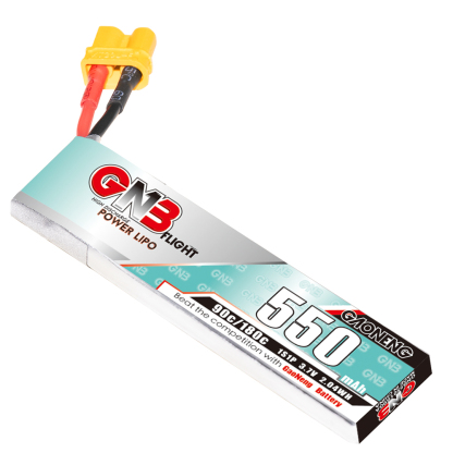 4PCS - GAONENG GNB 1S 3.7V 550mAh 90C XT30 Cabled LiPo Battery