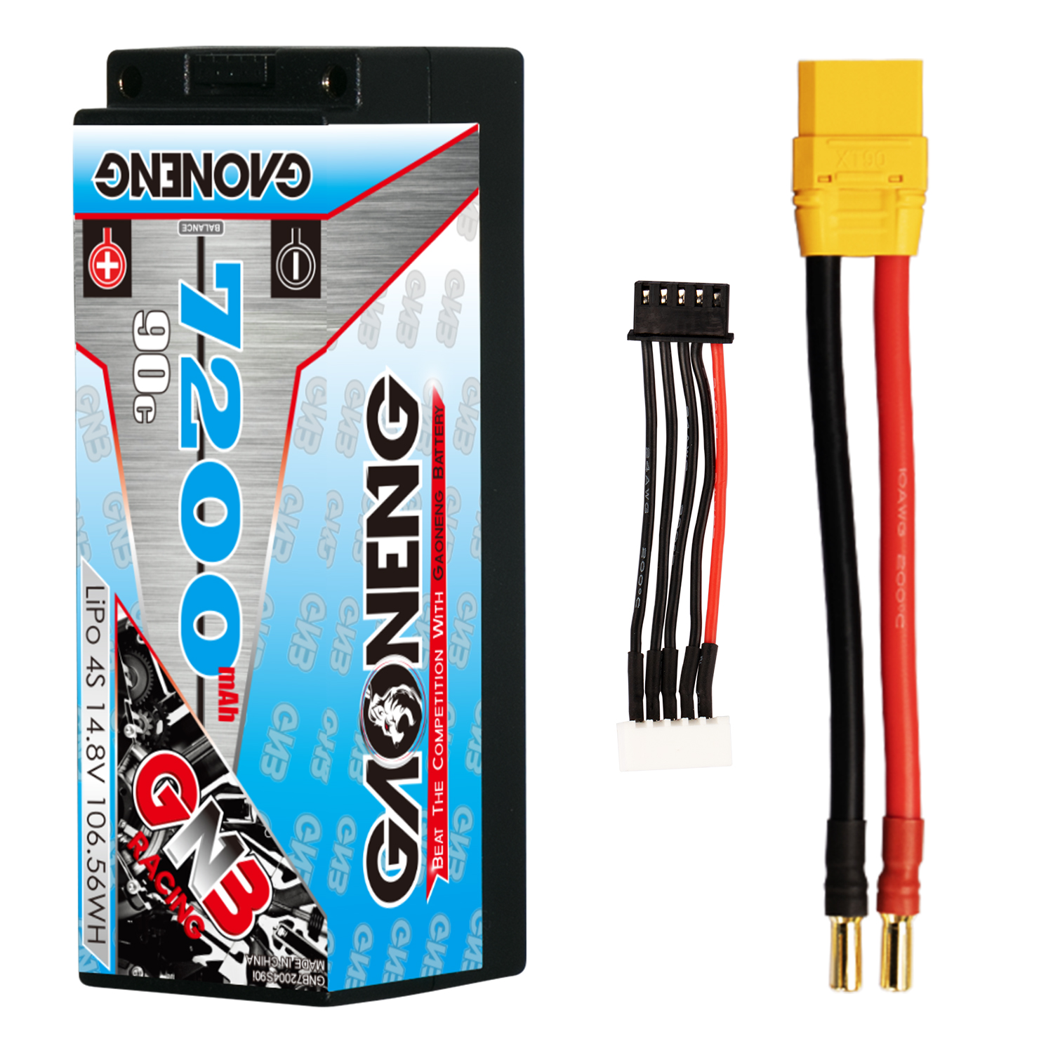 GAONENG GNB 4S 14.8V 7200mAh 90C 5mm Bullet Hard Case LiPo Battery